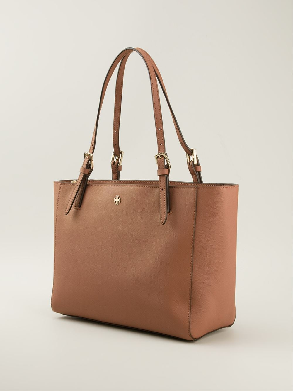 Tory burch 'york' Buckle Tote in Brown | Lyst