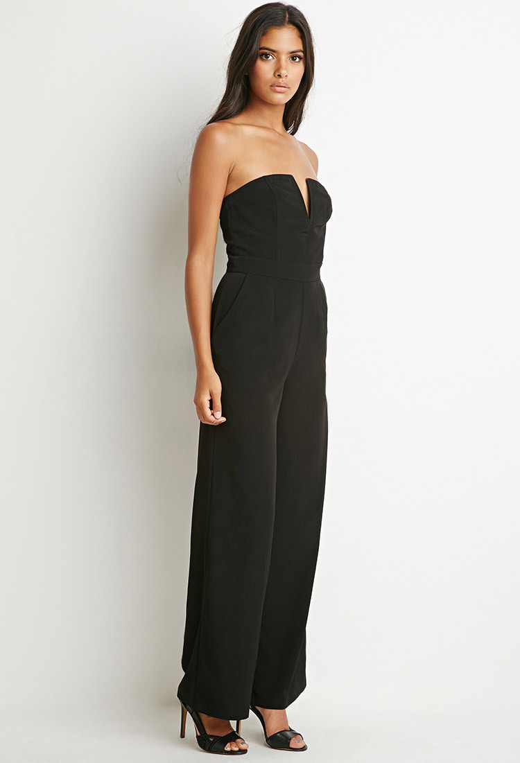 notched v strapless gown