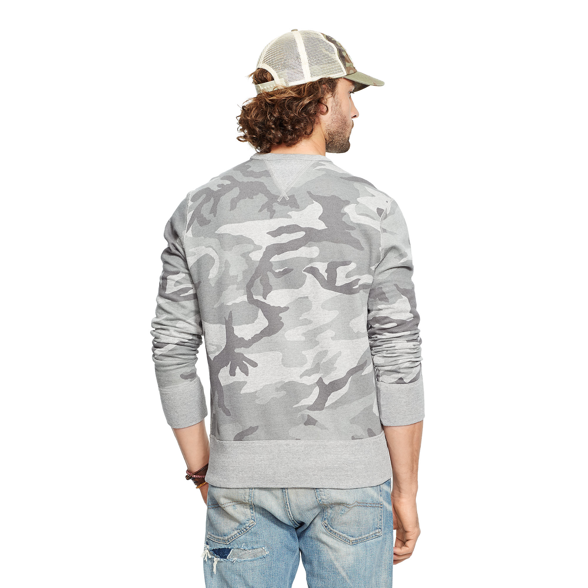 grey camo crewneck