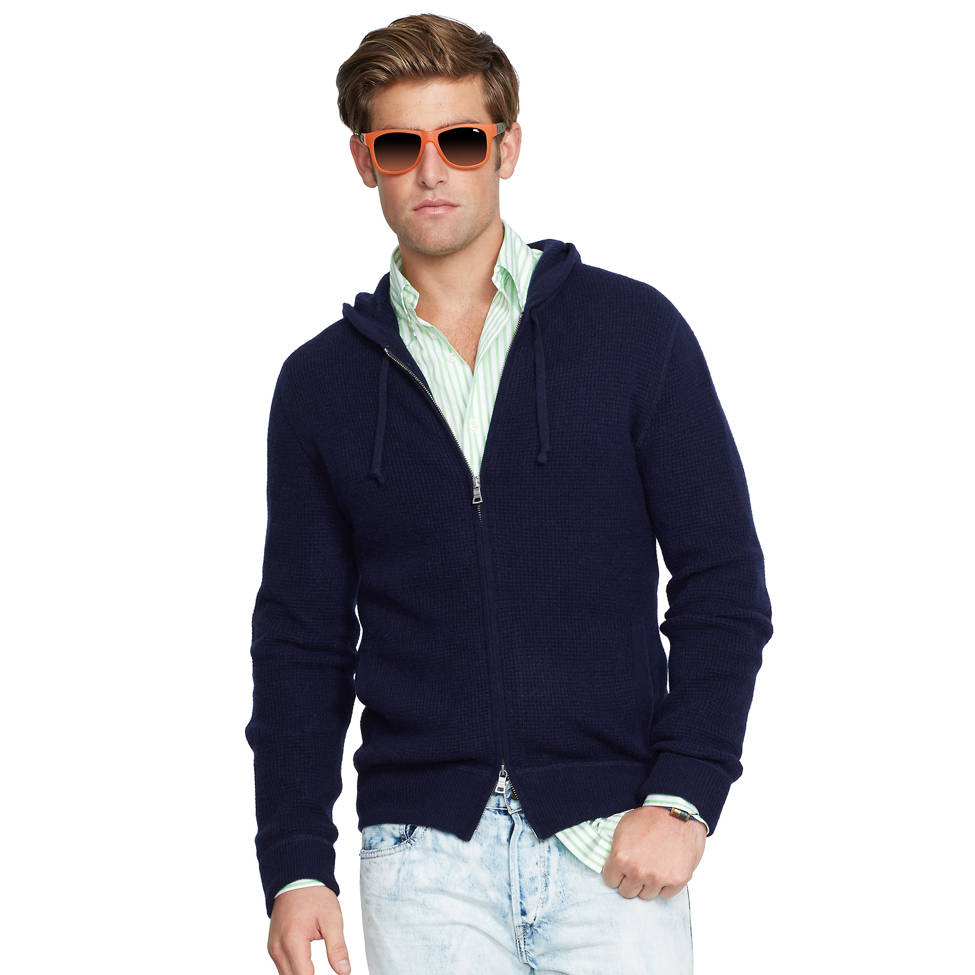 Lyst - Polo Ralph Lauren Waffle-Knit Cashmere Hoodie in Blue for Men