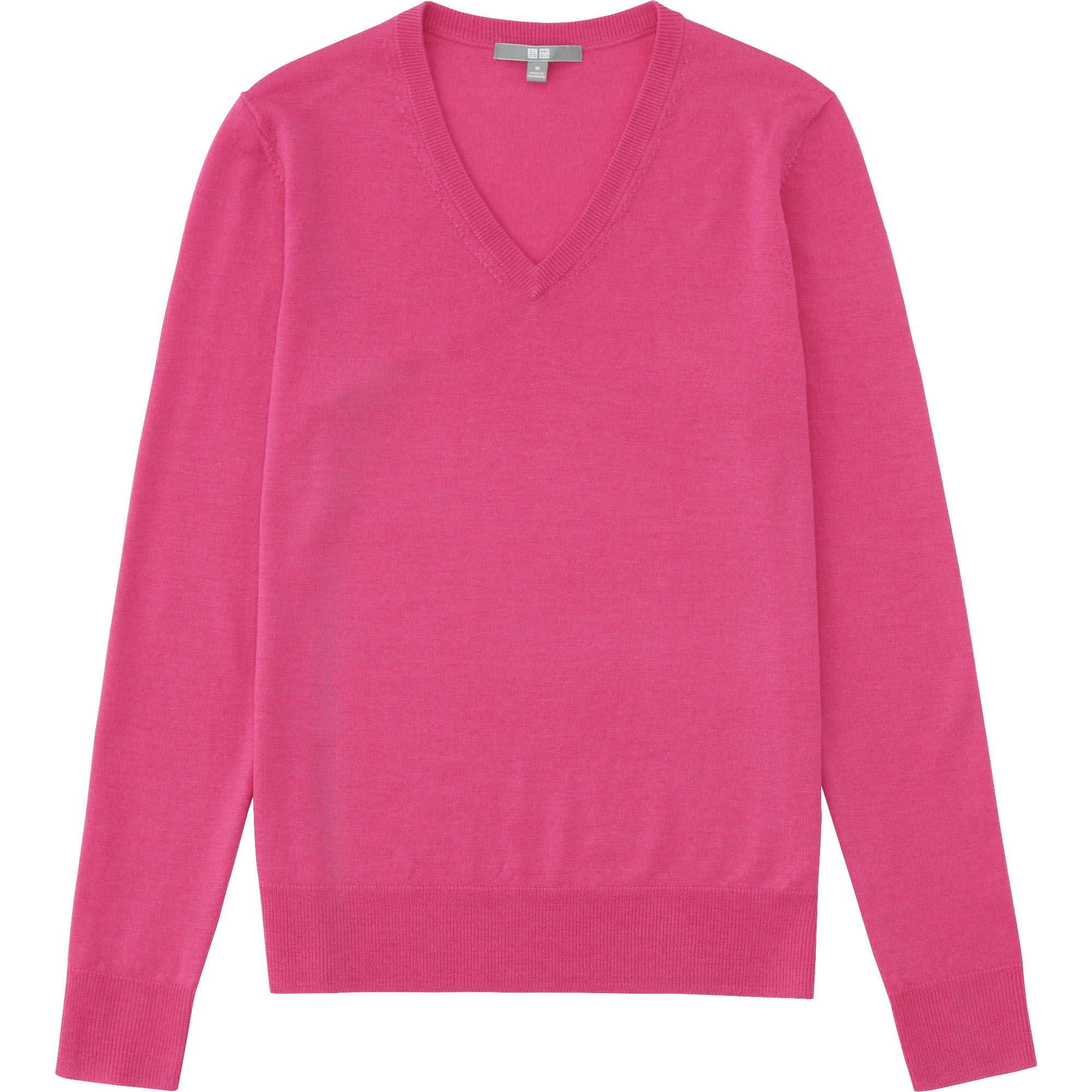Uniqlo Women Extra Fine Merino V-neck Sweater in Pink | Lyst