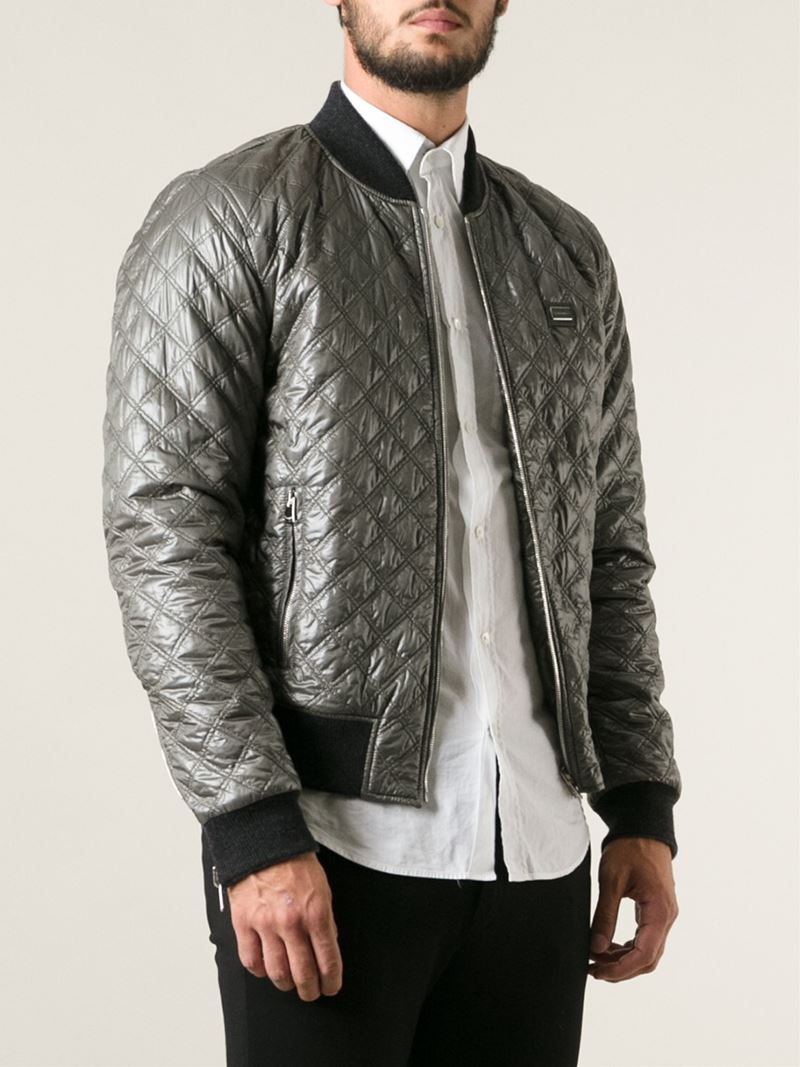 dolce gabbana quilted bomber jacket