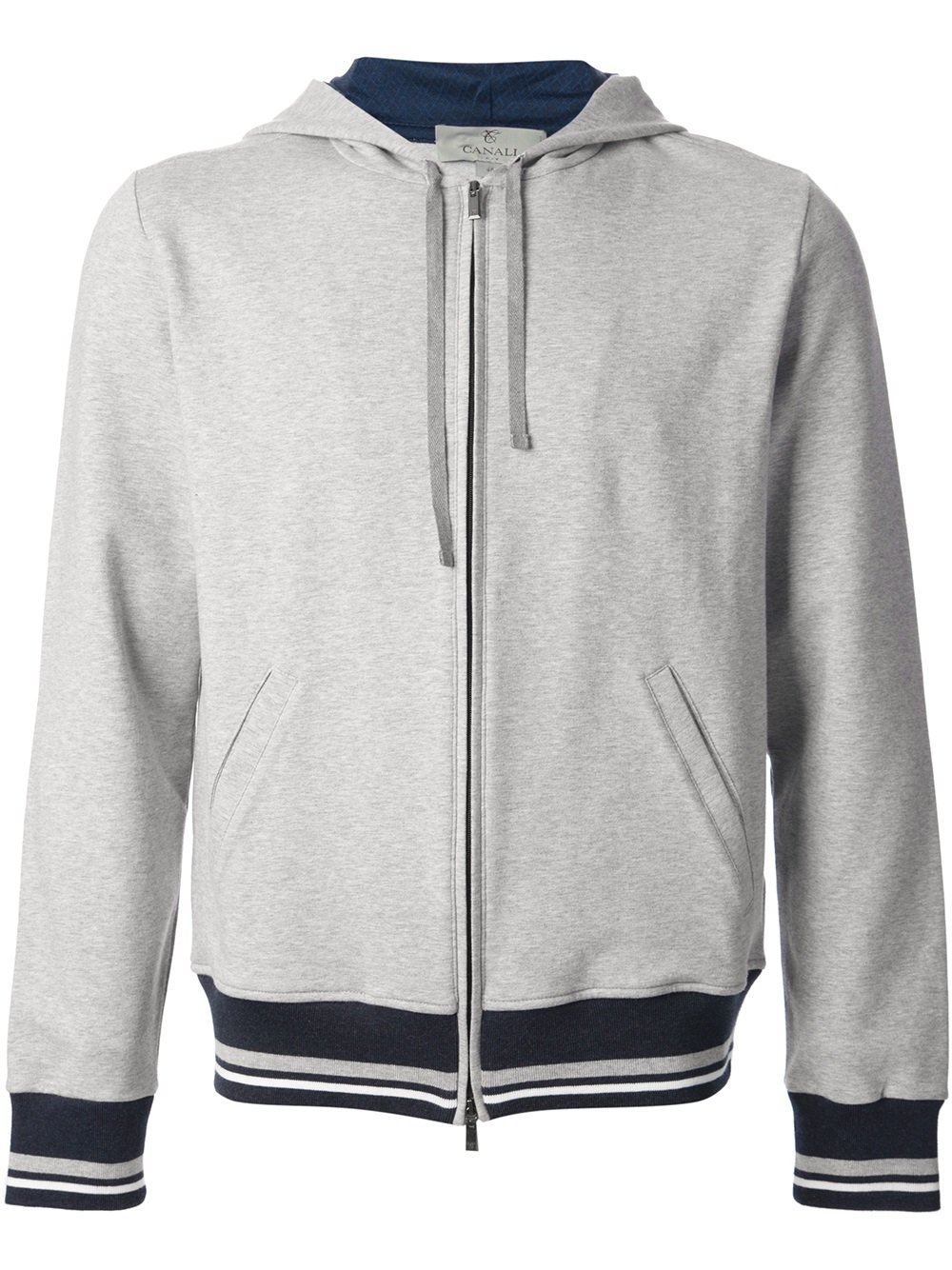 Canali Striped Detail Hoodie in Gray for Men | Lyst