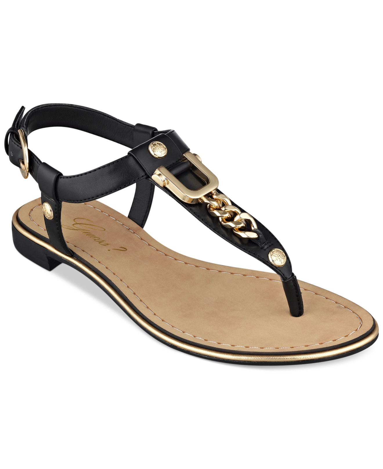 Guess Rehan Chain Thong Sandals in Black - Lyst