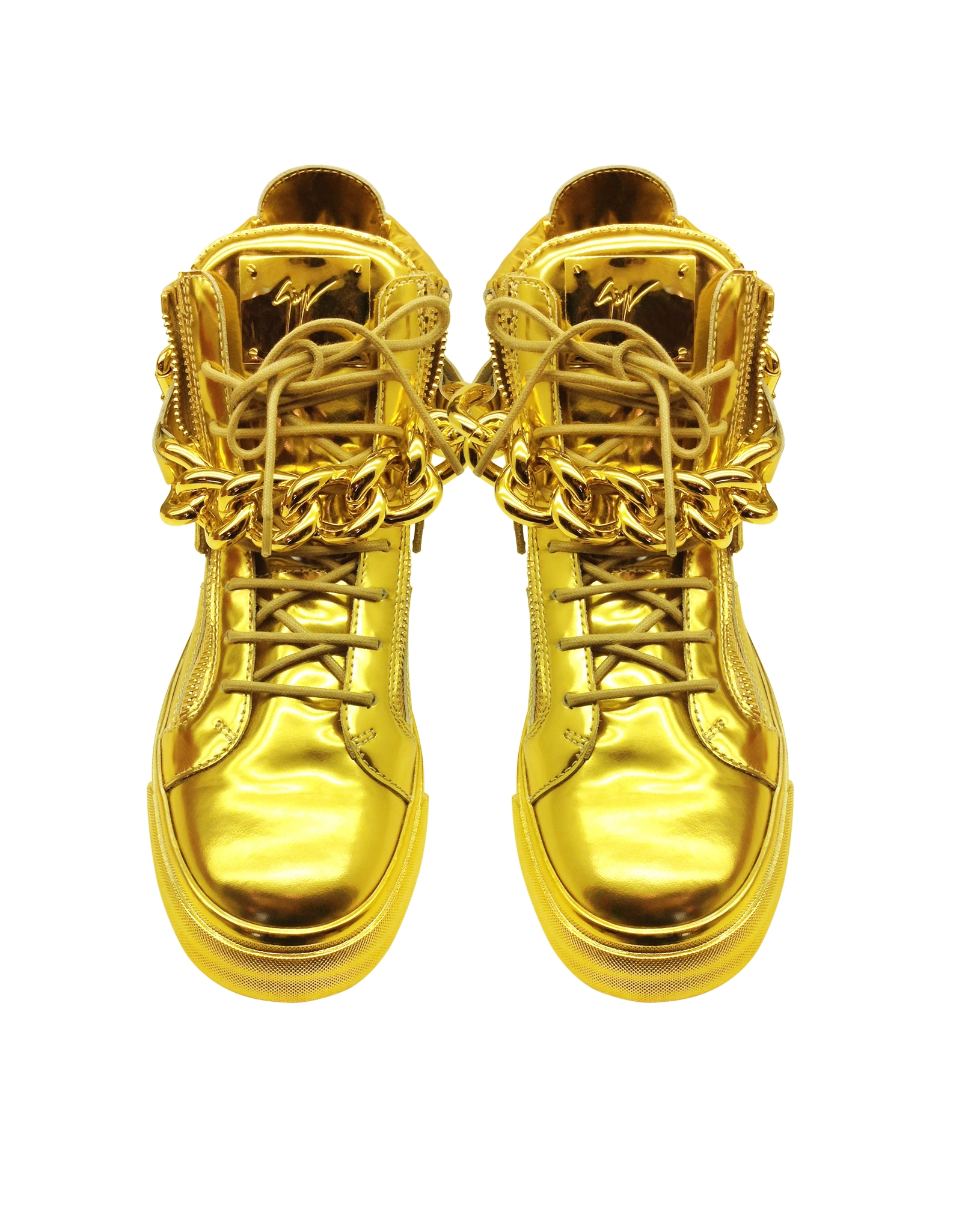 shiny high top sneakers