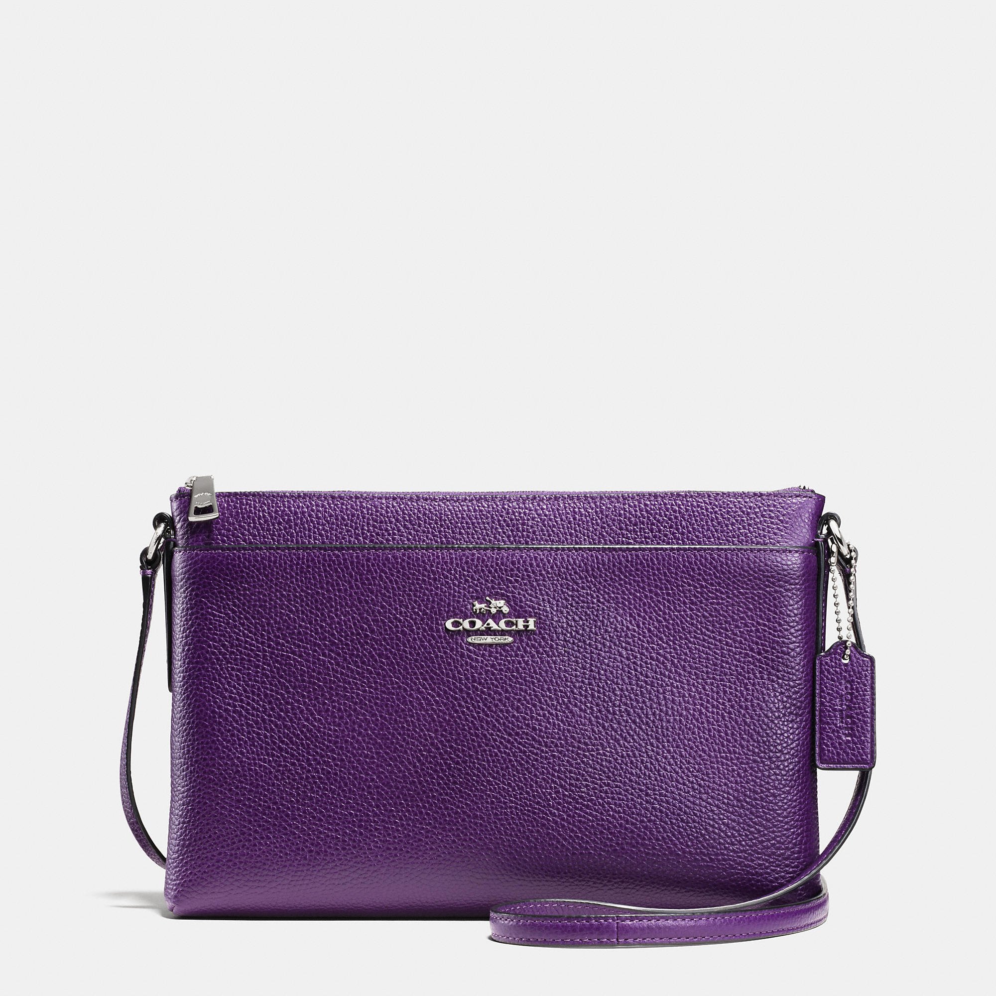 COACH Lyla Double Zip Crossbody in Violet Purple Pebble Leather blog ...
