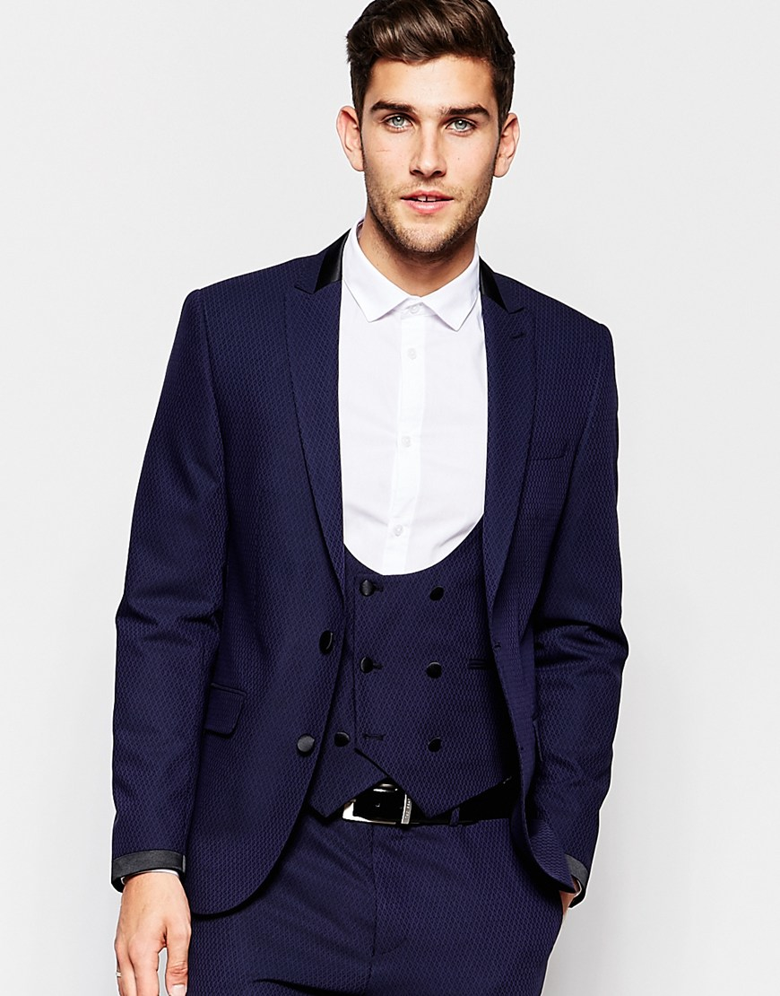 Asos Slim Suit Jacket With Shawl Collar in Blue for Men (Navy) Save 60 Lyst