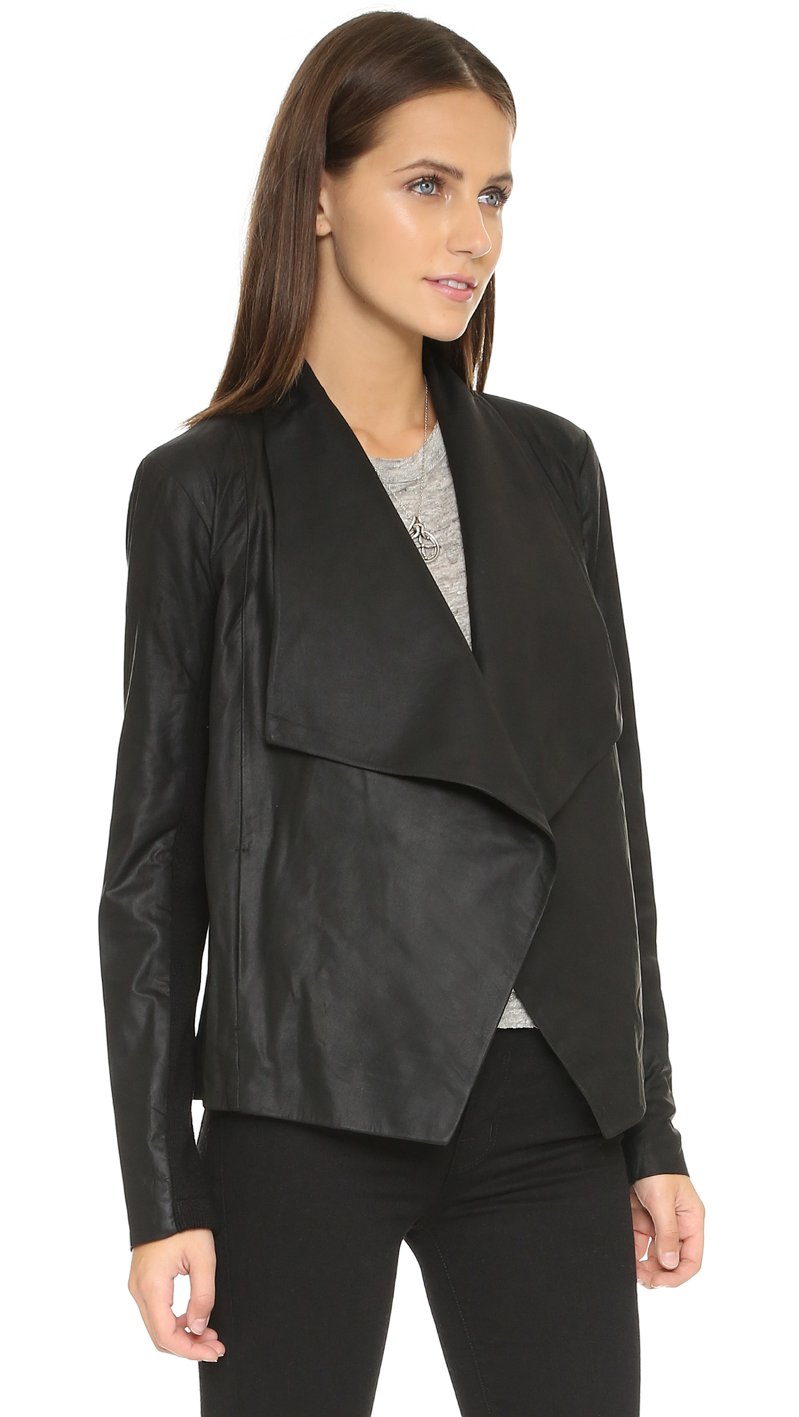 Bb Dakota Quentin Zip Off Lapel Leather Jacket Black In Lyst Gallery
