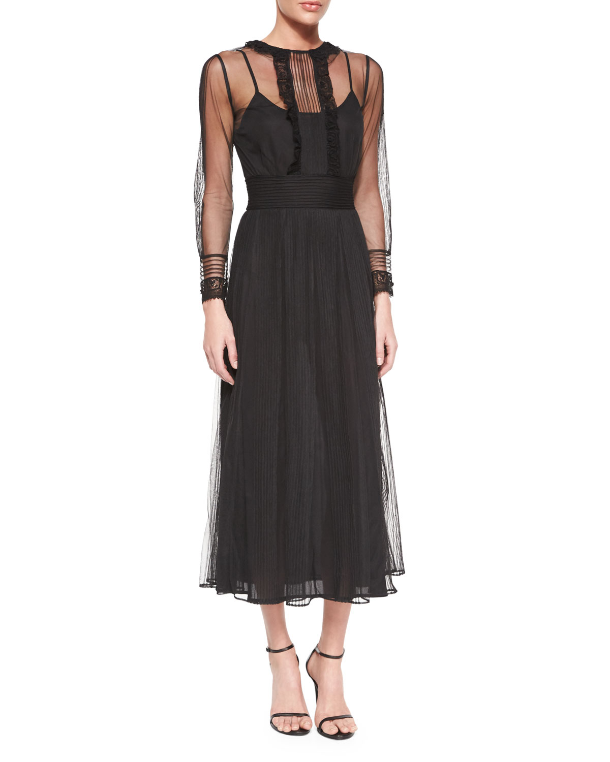 black chiffon dress midi
