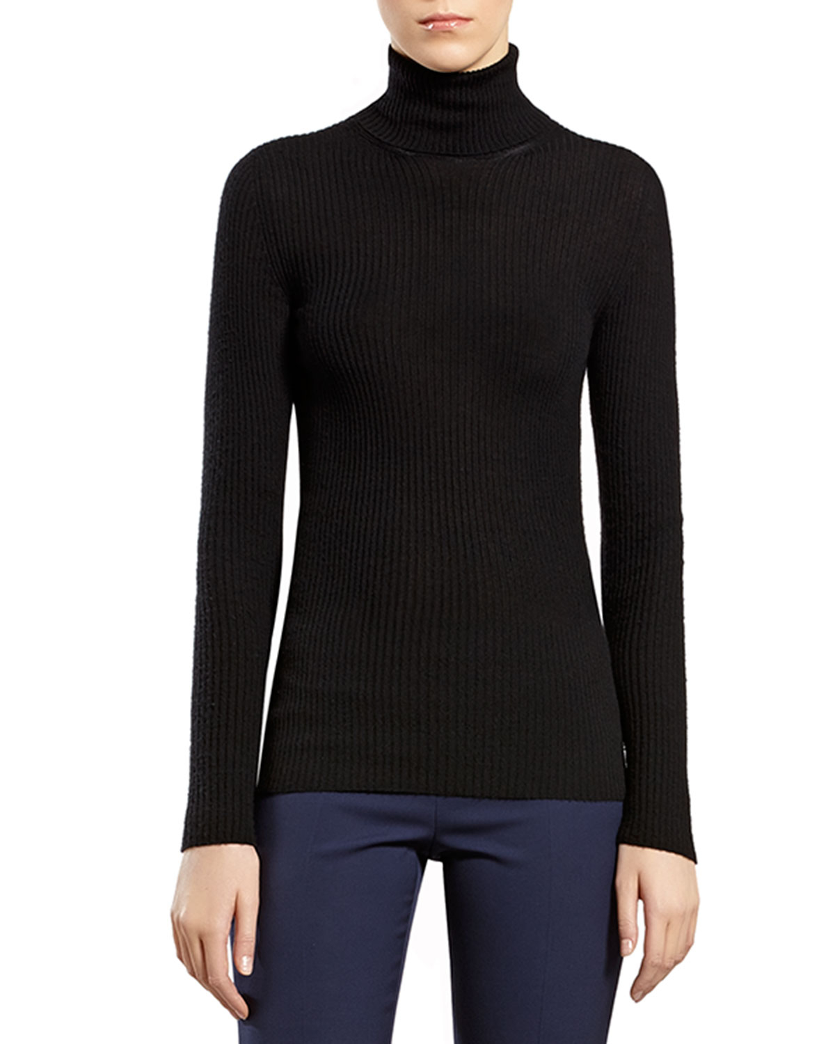 Gucci Black Cashmere Ribbed Cashmere Turtleneck Sweater in Black | Lyst