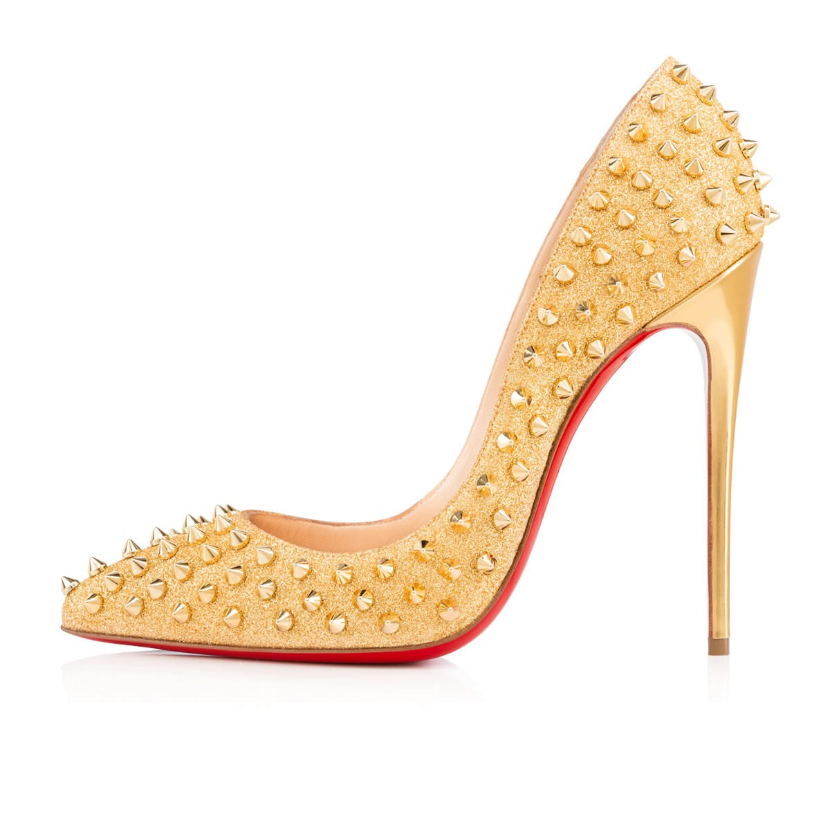 Christian louboutin Follies Spike-Studded Glitter Red Sole Pump in ...