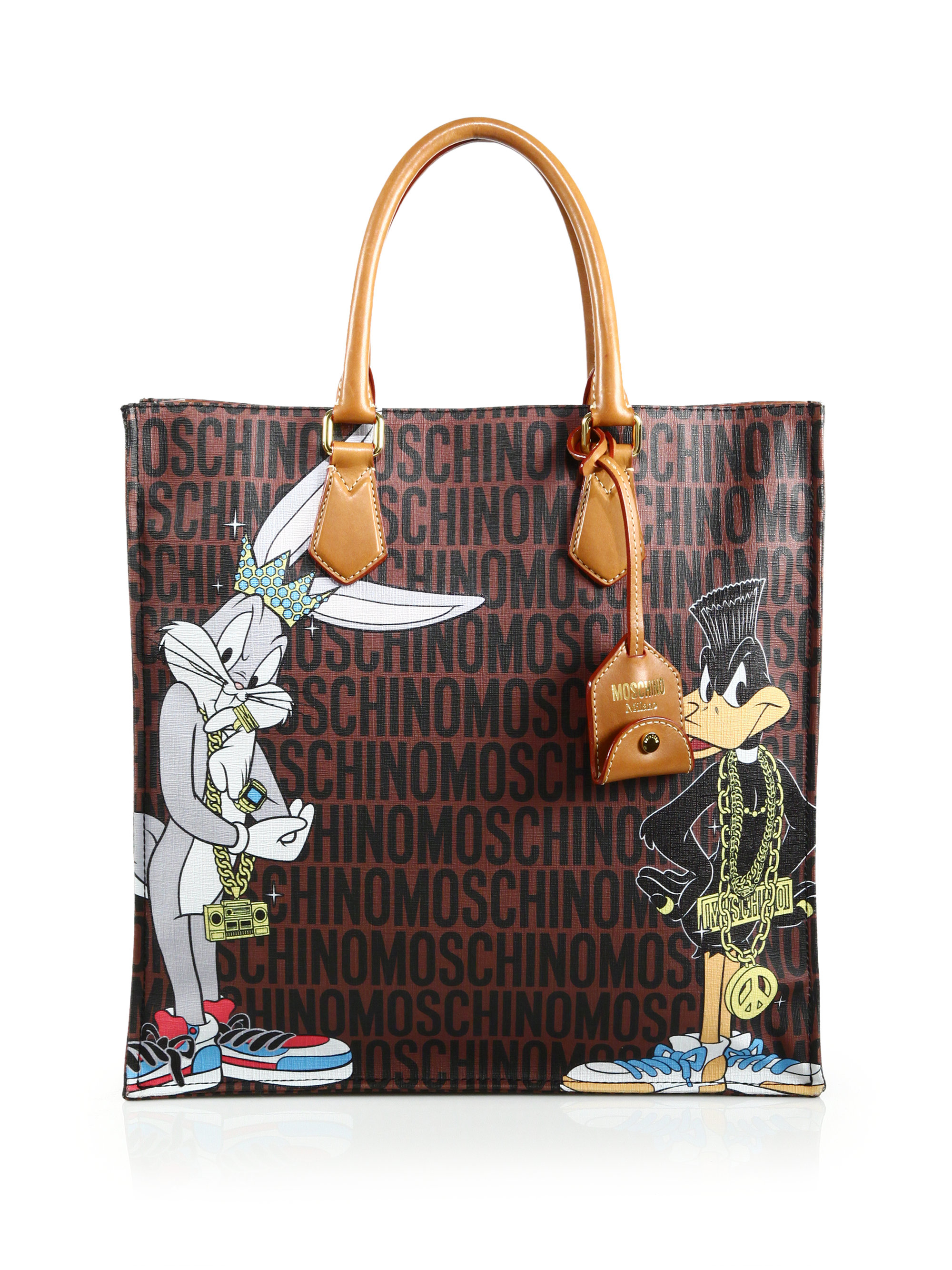 Moschino Bugs Bunny and Duffy Duck Printed Tote in Brown | Lyst