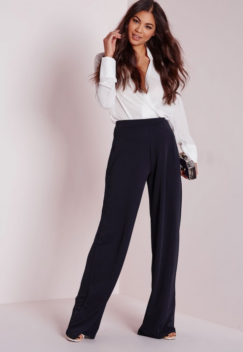 womens wide leg trousers navy
