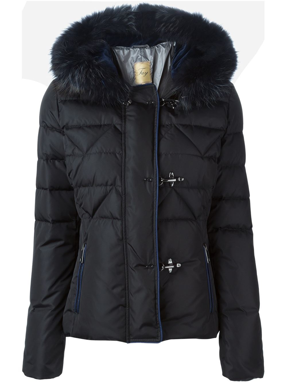Womens black padded jacket with fur hood