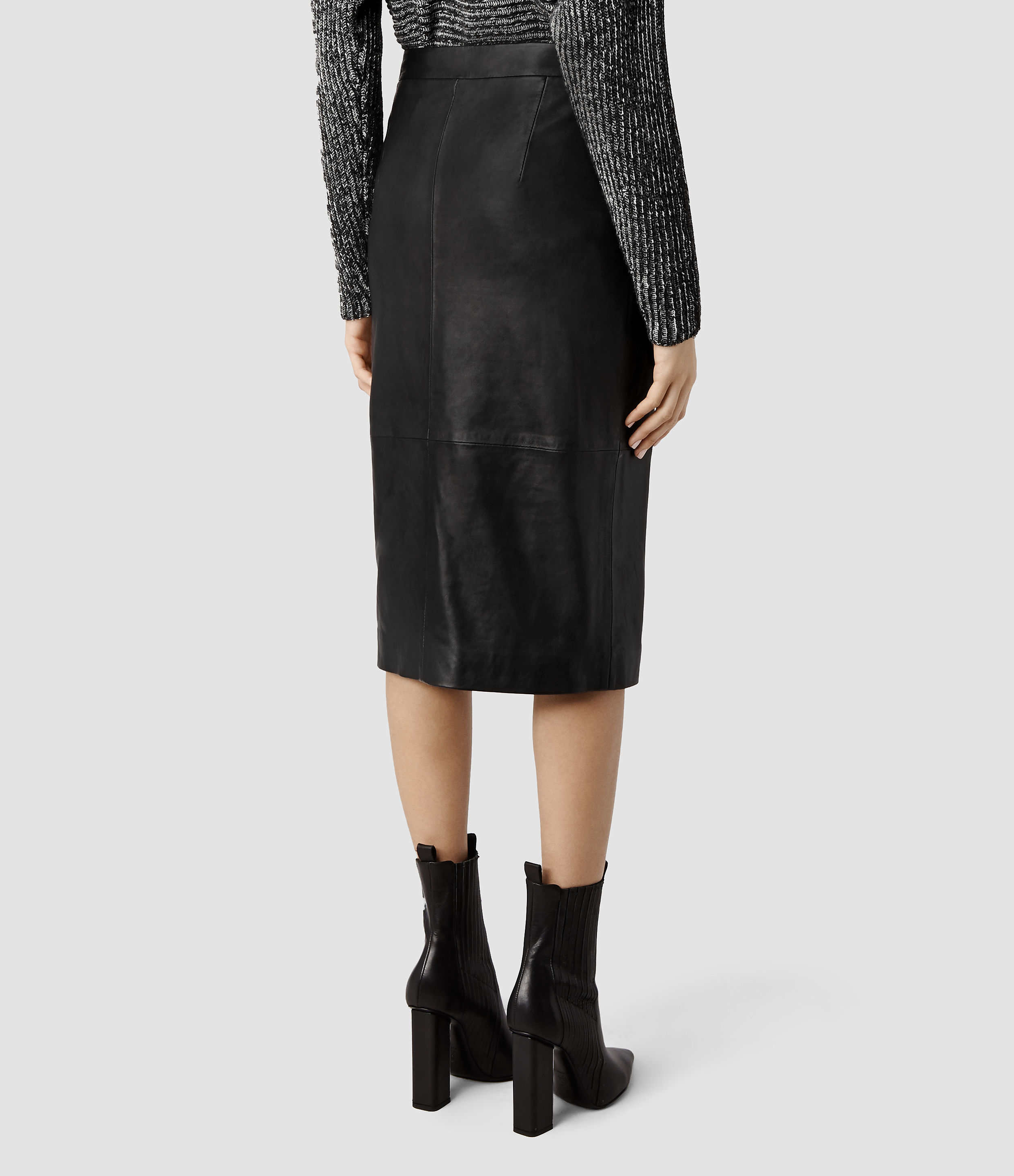 AllSaints Levitt Leather Skirt in Black - Lyst