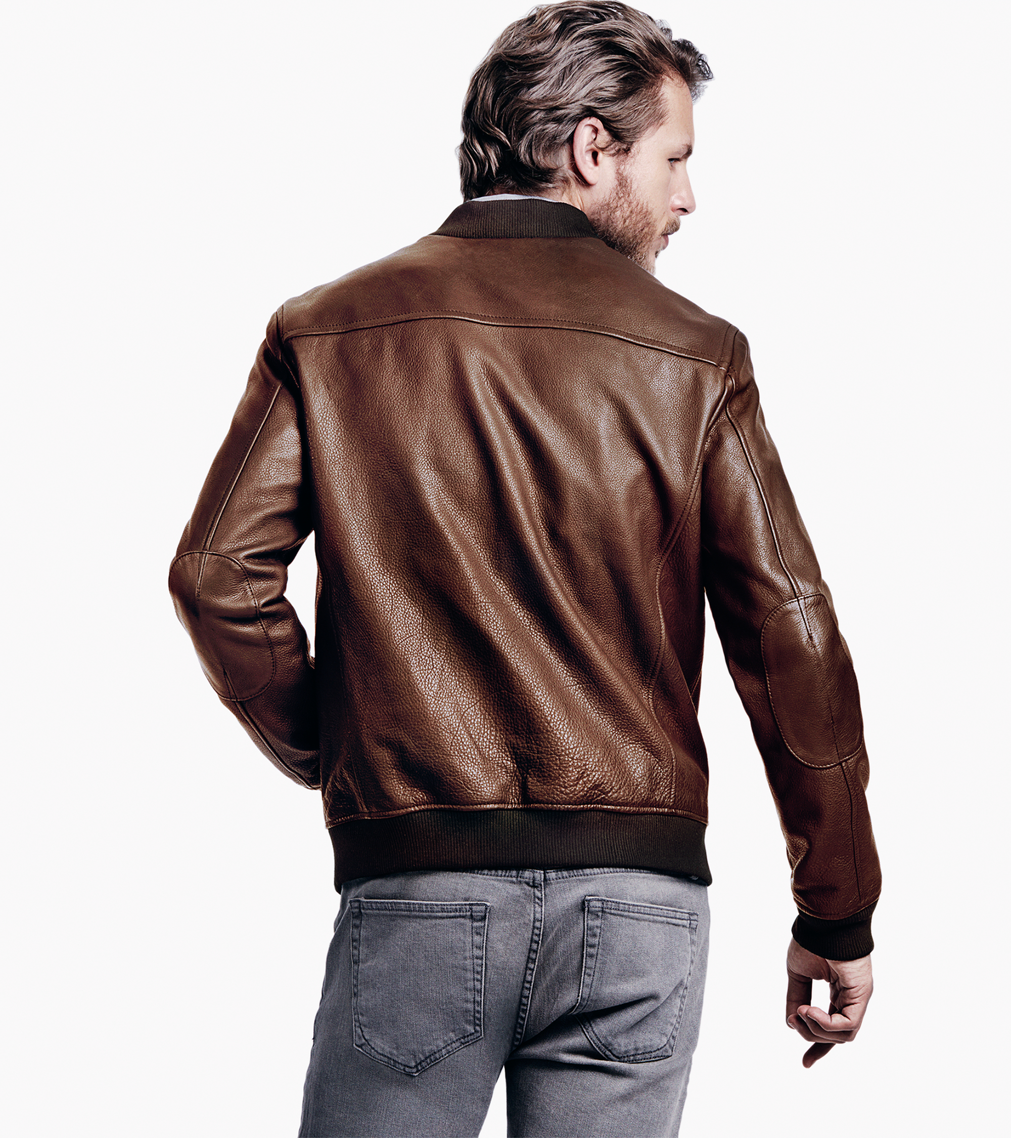 Cole Haan Varsity Leather Baseball Jacket in Brown for Men | Lyst