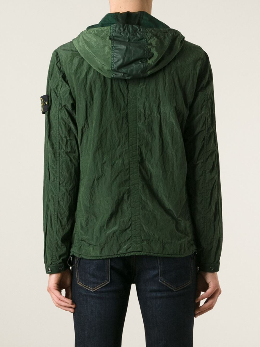 Stone Island Hooded Windbreaker Jacket in Green for Men Lyst
