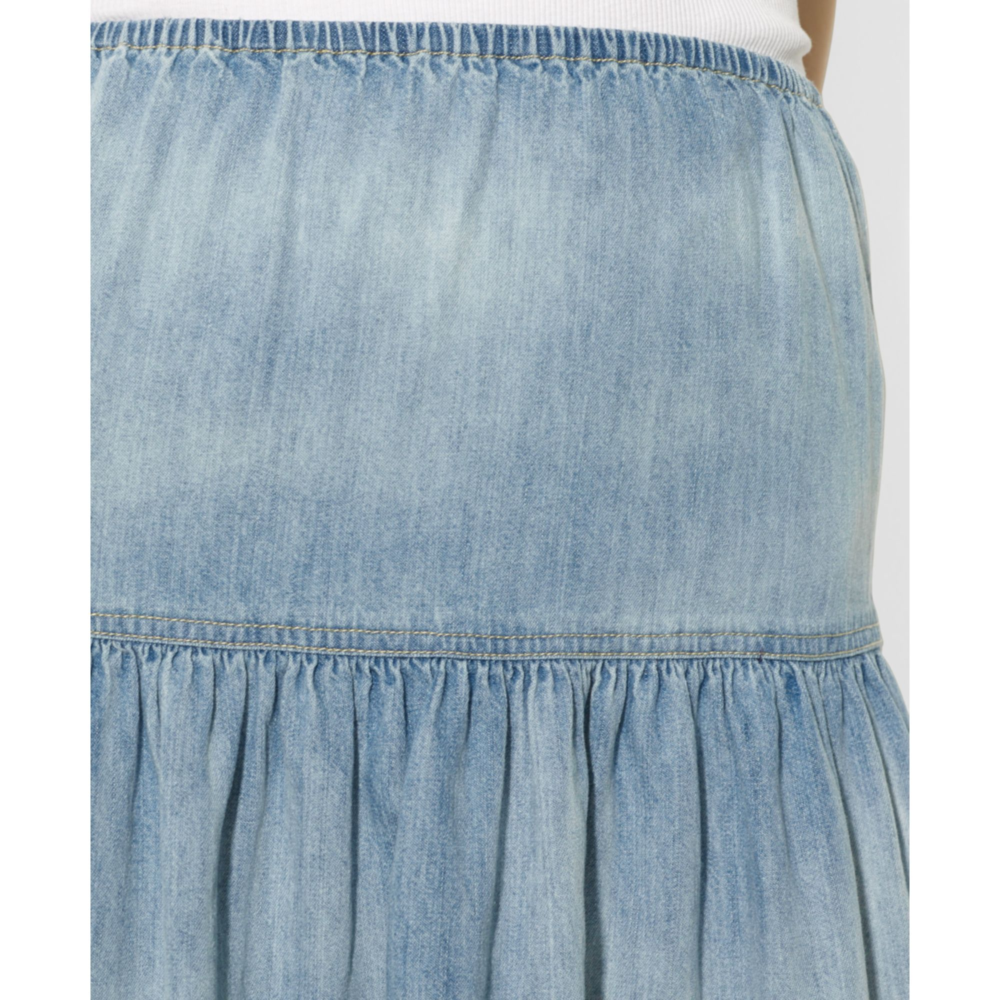 Lauren by Ralph Lauren Lauren Jeans Co Tiered Stonewashed Denim Maxi Skirt  in Blue | Lyst