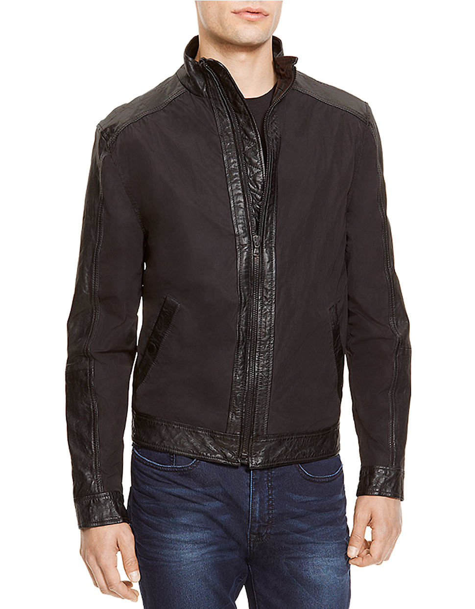 cole Faux Leathertrimmed Jacket in Black for Men Lyst