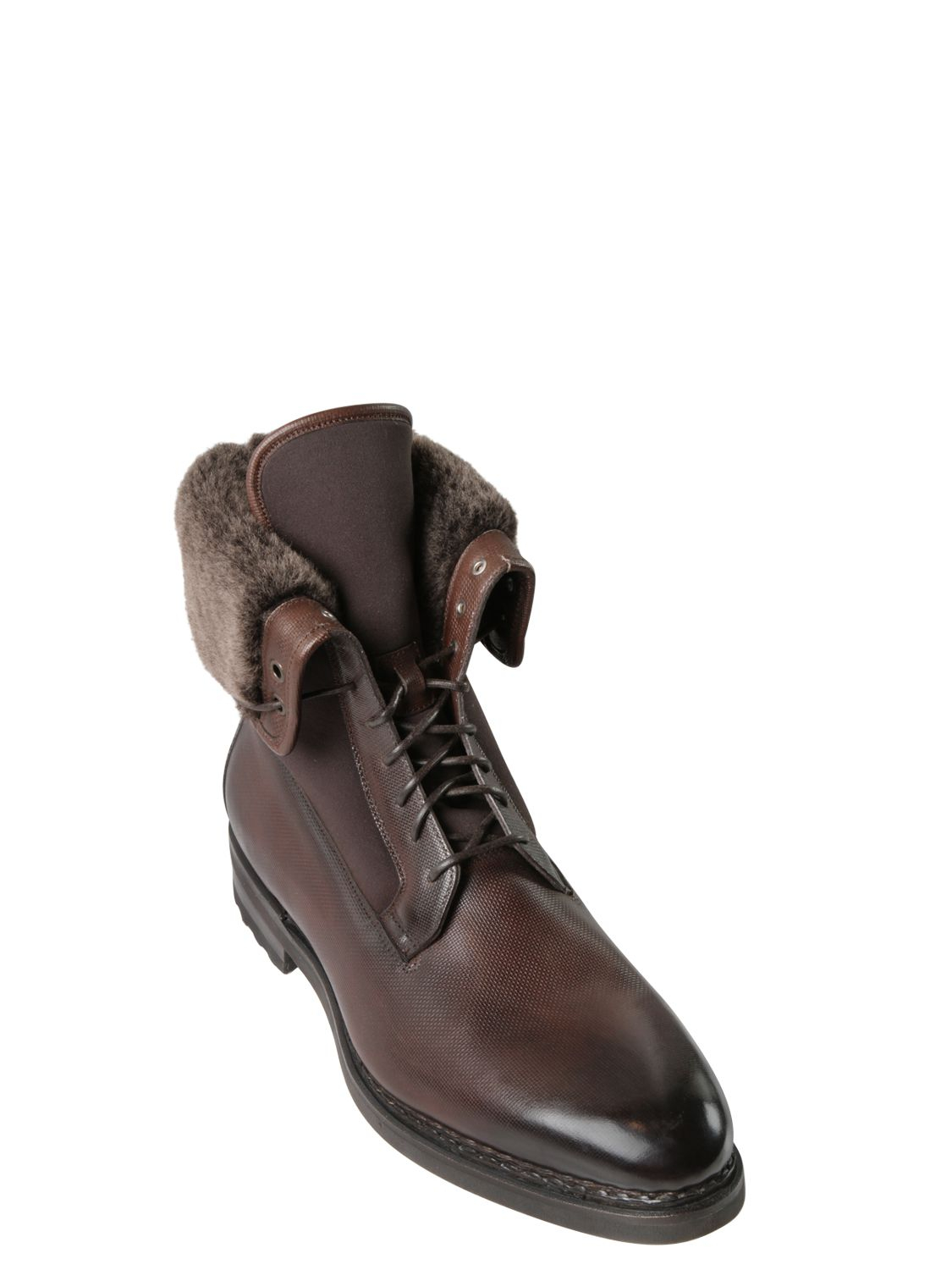 santoni shearling boots