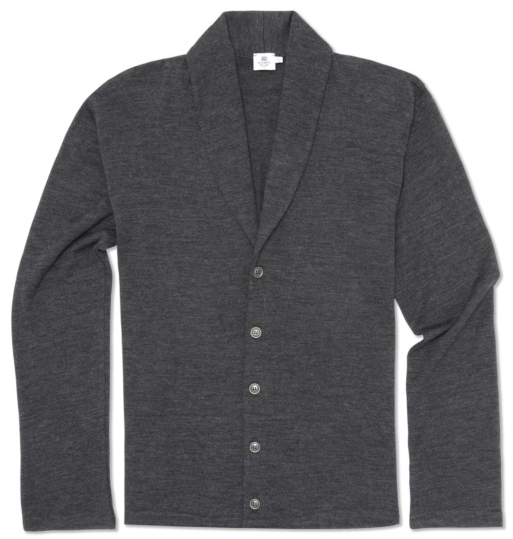 Sunspel Men's Vintage Wool Shawl Neck Cardigan in Gray for Men ...