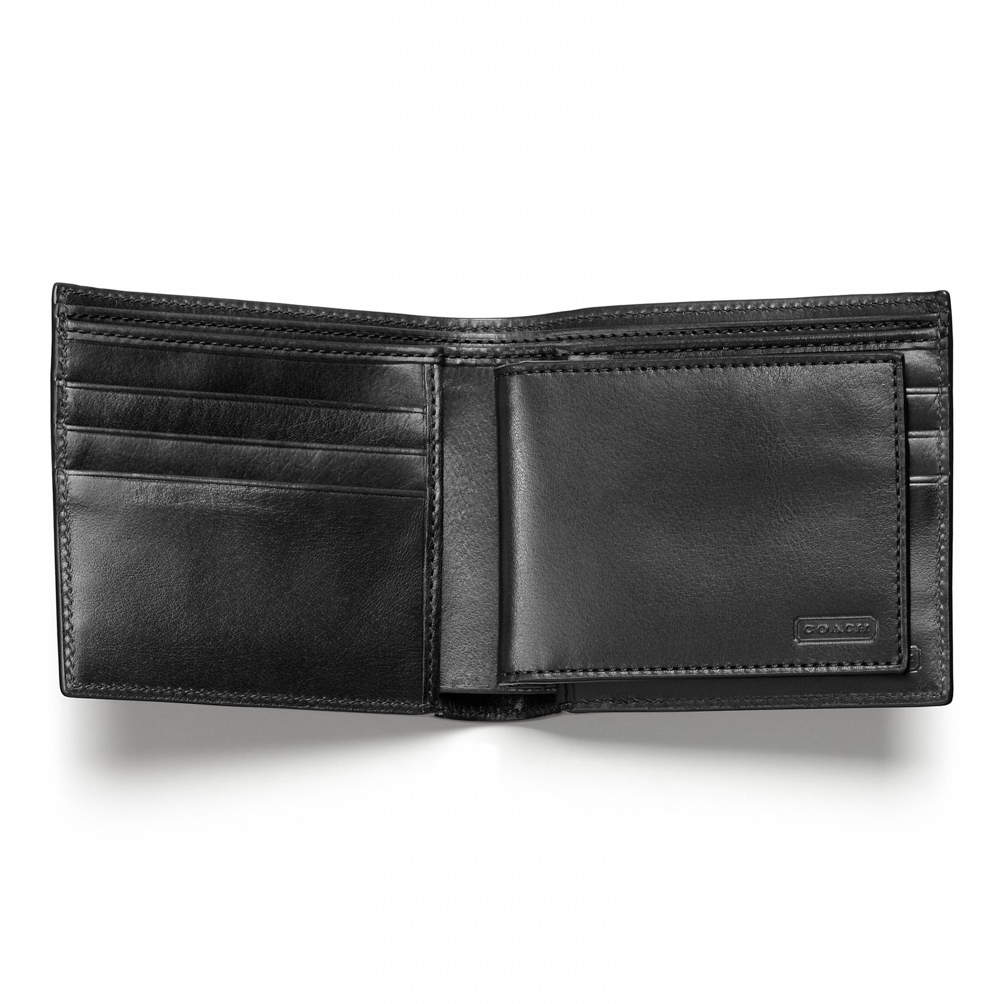 Lyst Coach New Compact Id Wallet In Water Buffalo Leather in Black