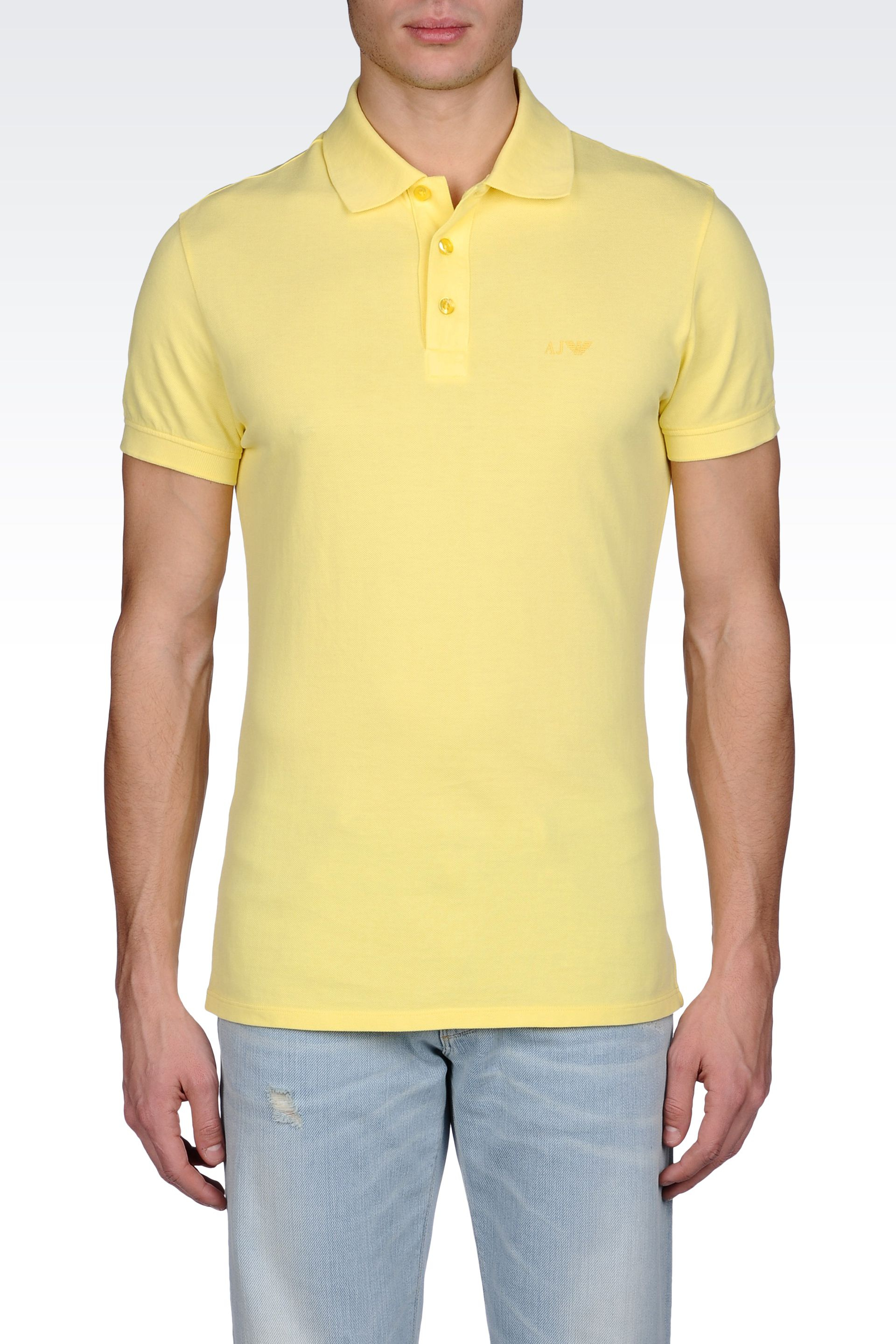 Armani jeans Classic Polo Shirt In Cotton Pique in Yellow for Men Lyst
