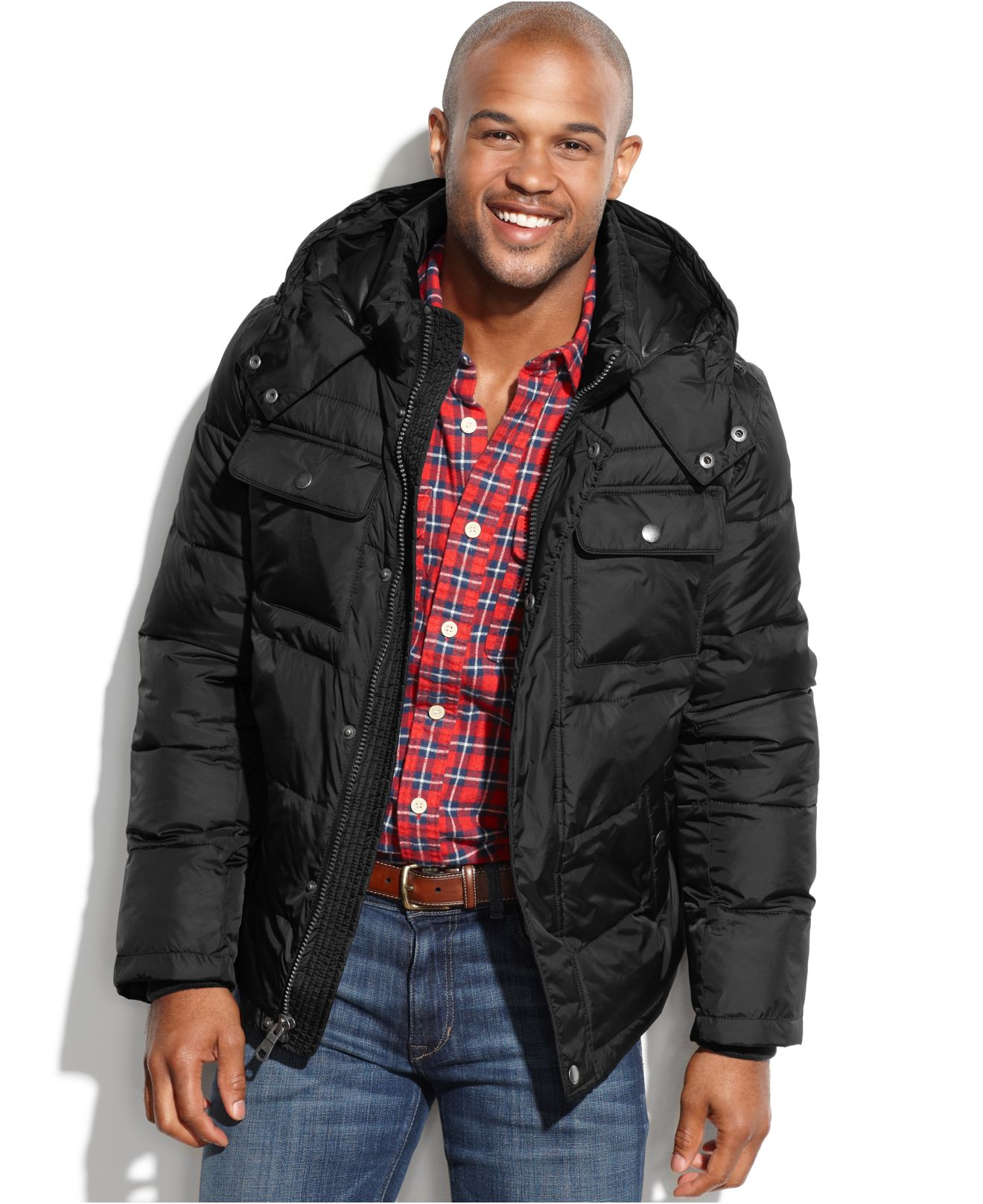 Lyst - Tommy Hilfiger Puffer Coat With Removable Hood in Black for Men