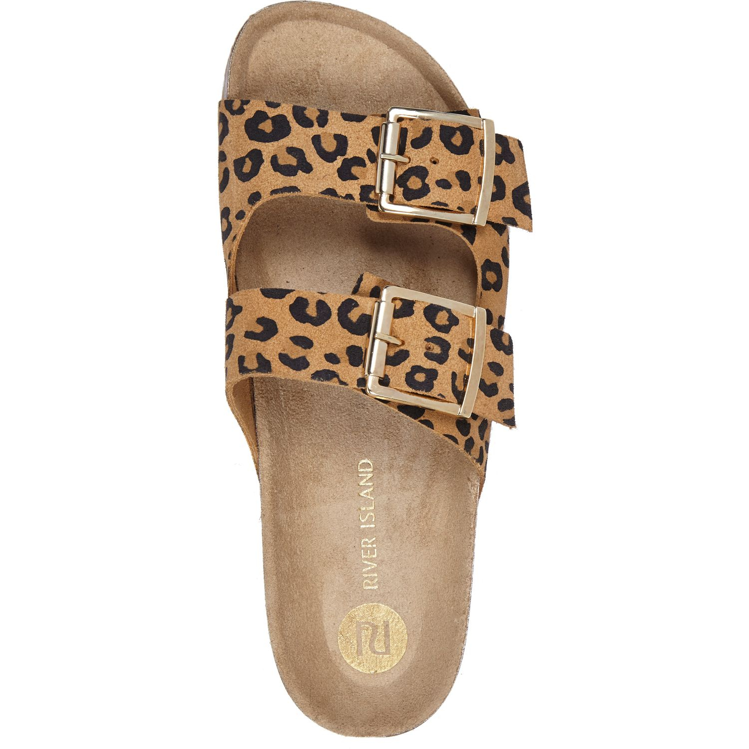 leopard print double buckle sandals