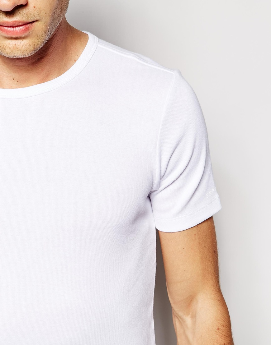 Esprit Ribbed T-shirt in White for Men | Lyst