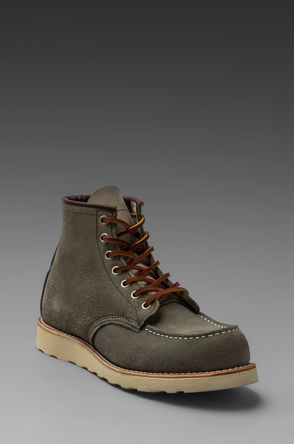 red wing moc toe green