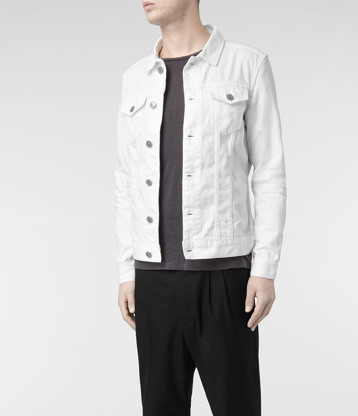 all saints white denim jacket