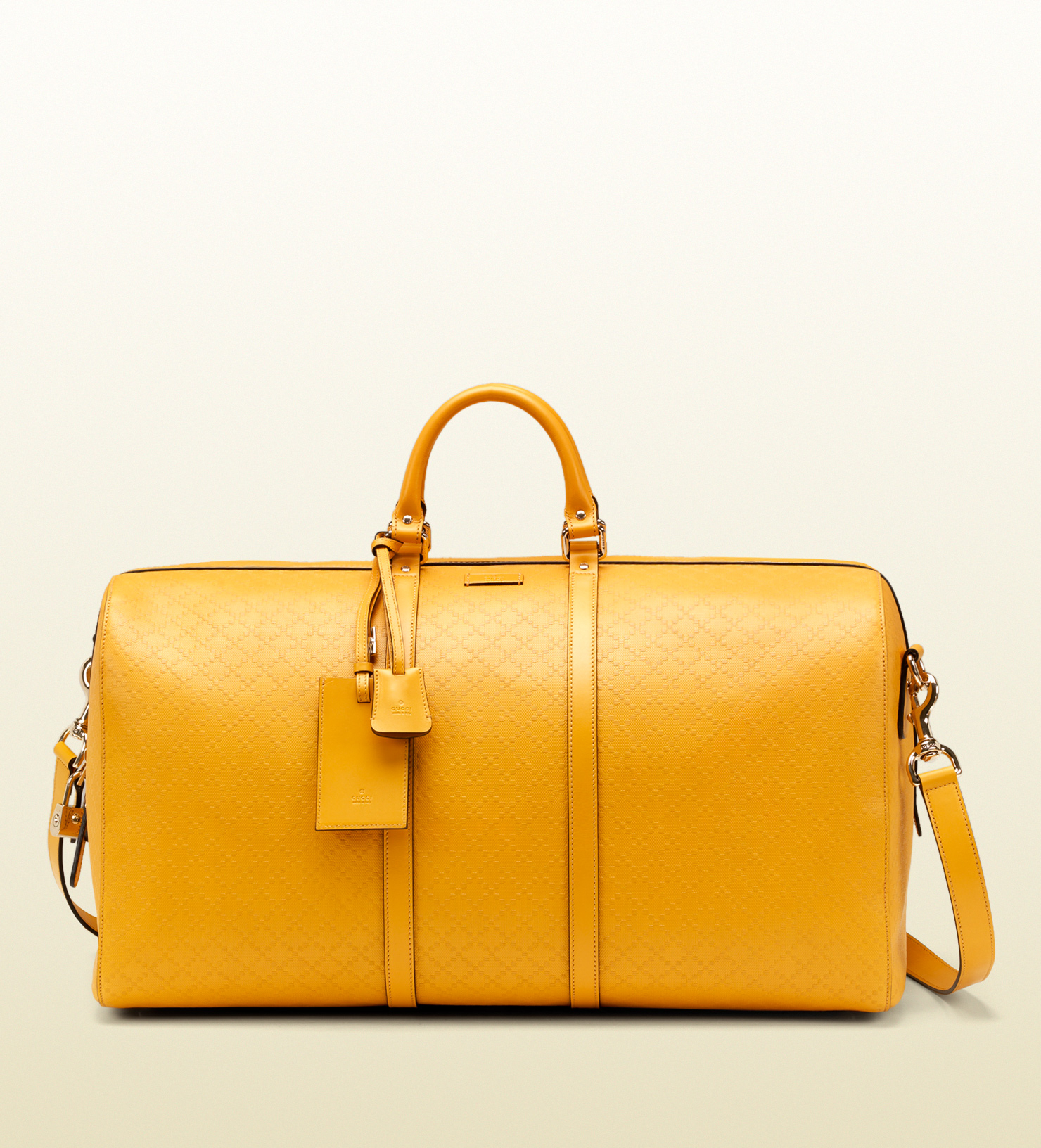 Gucci Diamante Lux Leather Carryon Duffle Bag in Yellow
