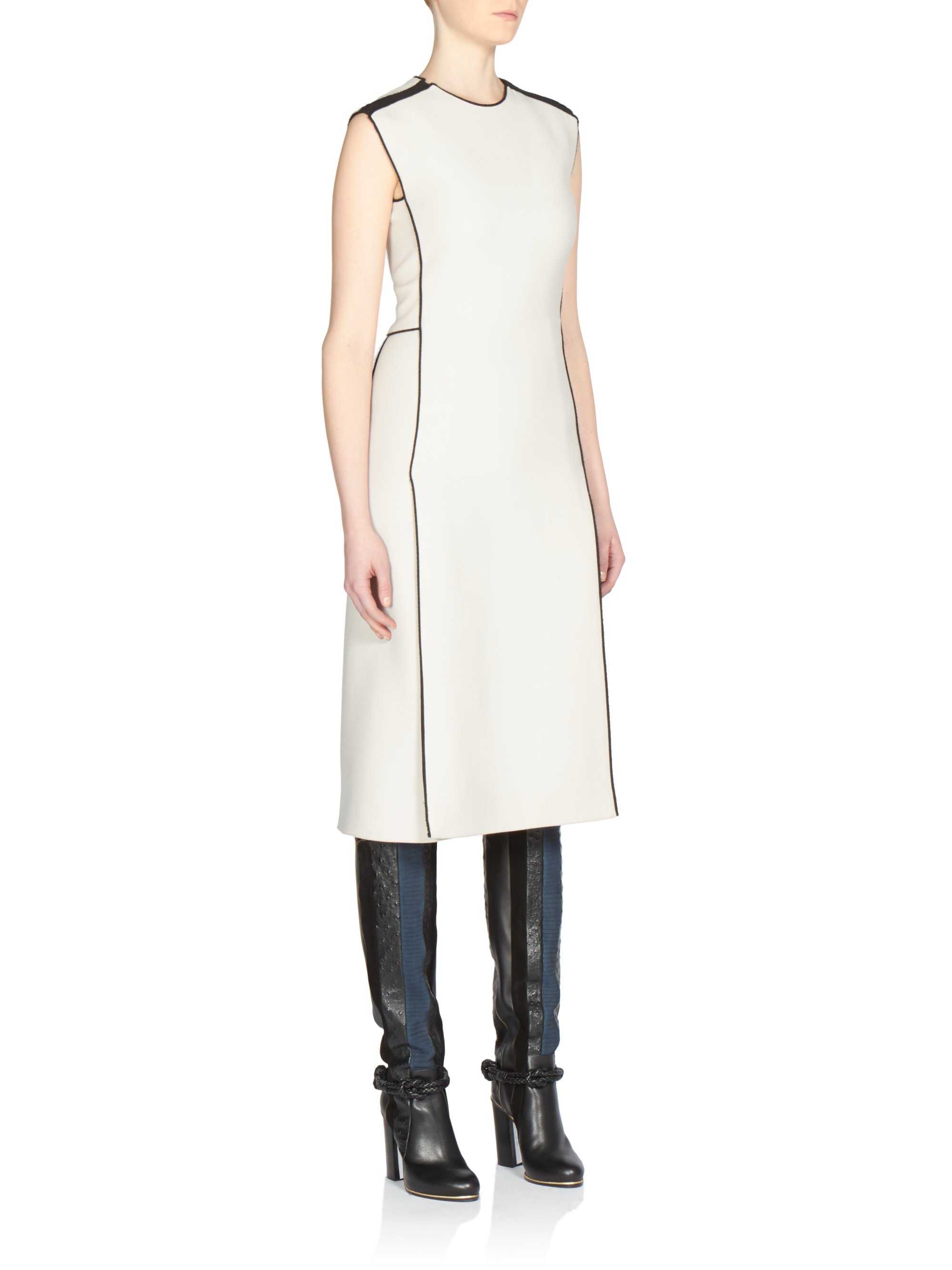 Lyst Lanvin Contrast Fringe Piping Dress in White