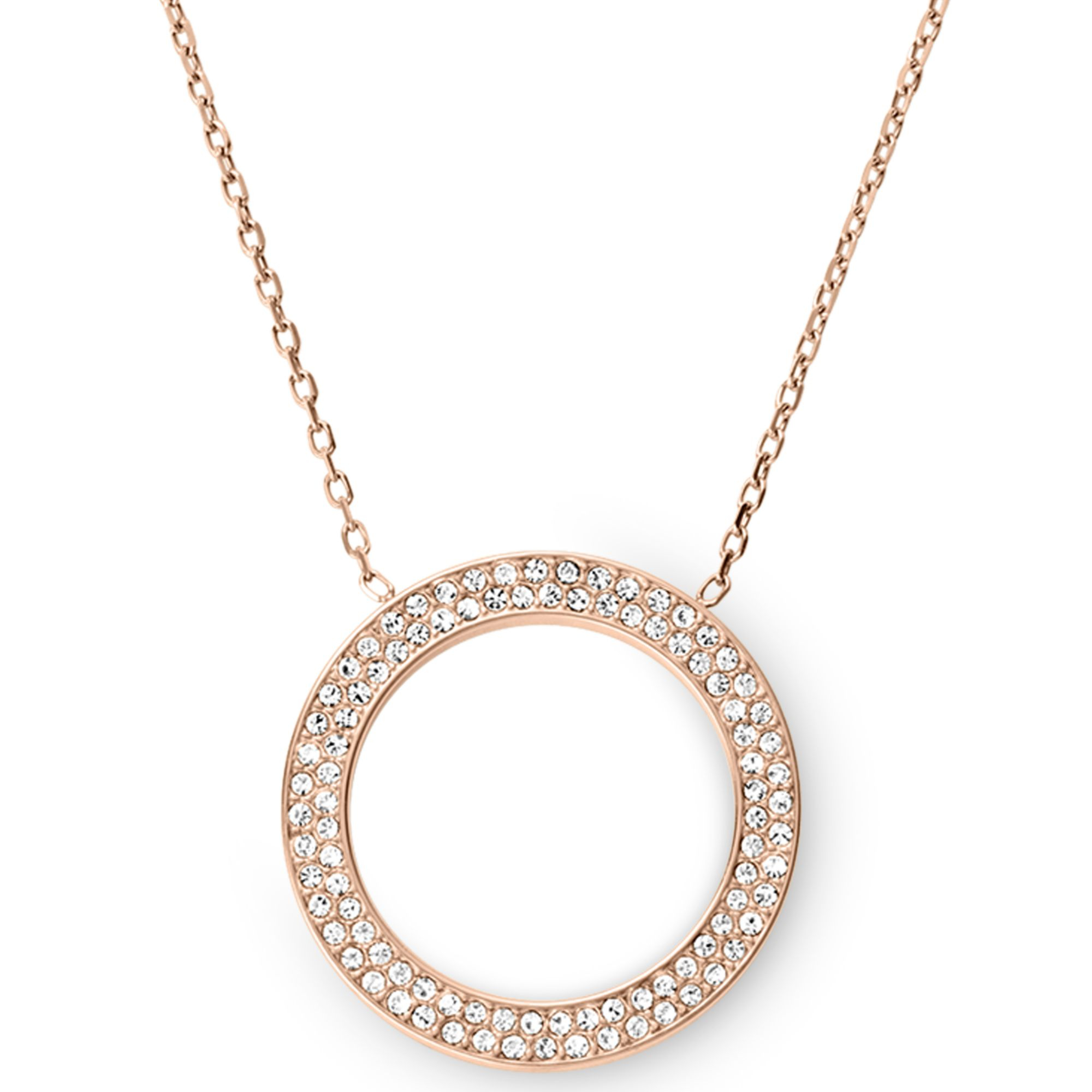 Michael Kors Rose Goldtone Crystal Open Circle Pendant Necklace in Metallic  - Lyst