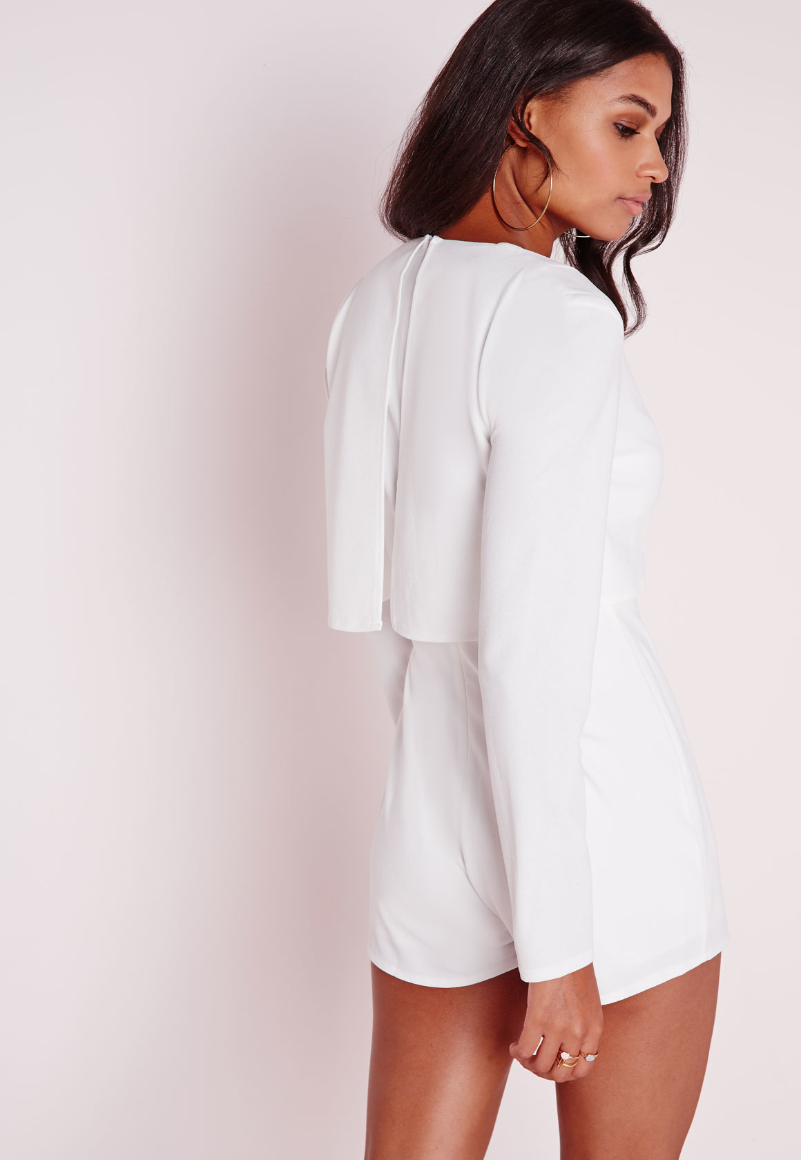 white long sleeve playsuit