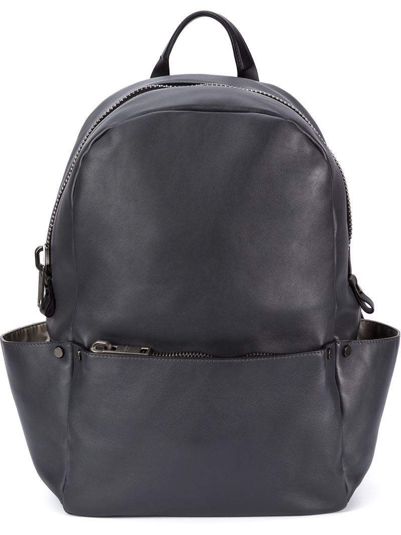 Leather backpack shop with side pockets