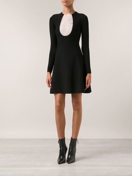 Valentino Lace Panel Dress in Black | Lyst