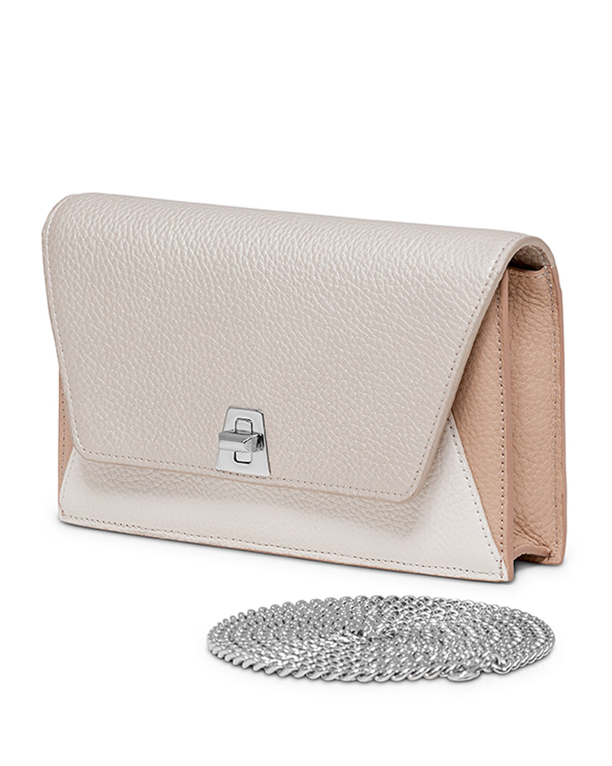 Akris Anouk Leather Clutch Bag W/chain in White - Lyst