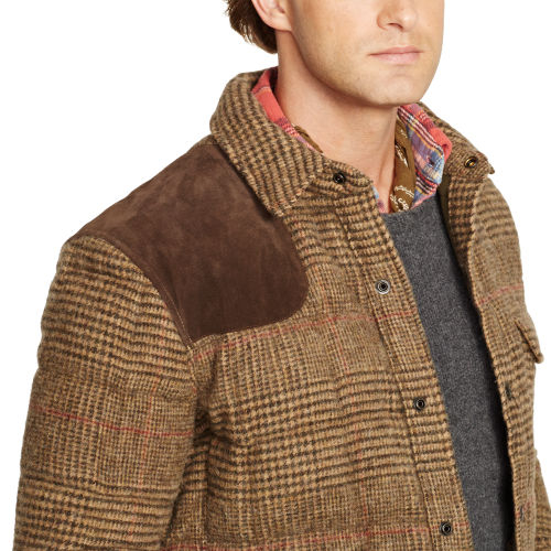Polo Ralph Lauren Glen Plaid Down Shirt Jacket in Brown for Men Lyst