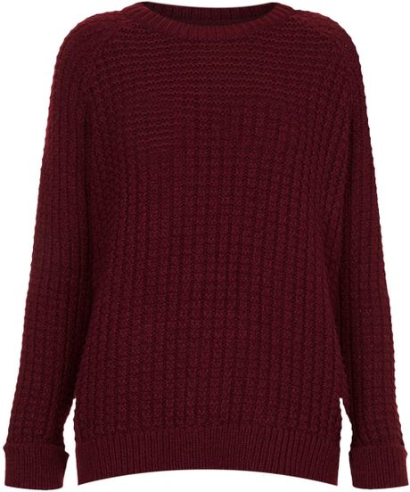 Topshop Knitted Fisherman Jumper in Purple (MULBERRY) | Lyst
