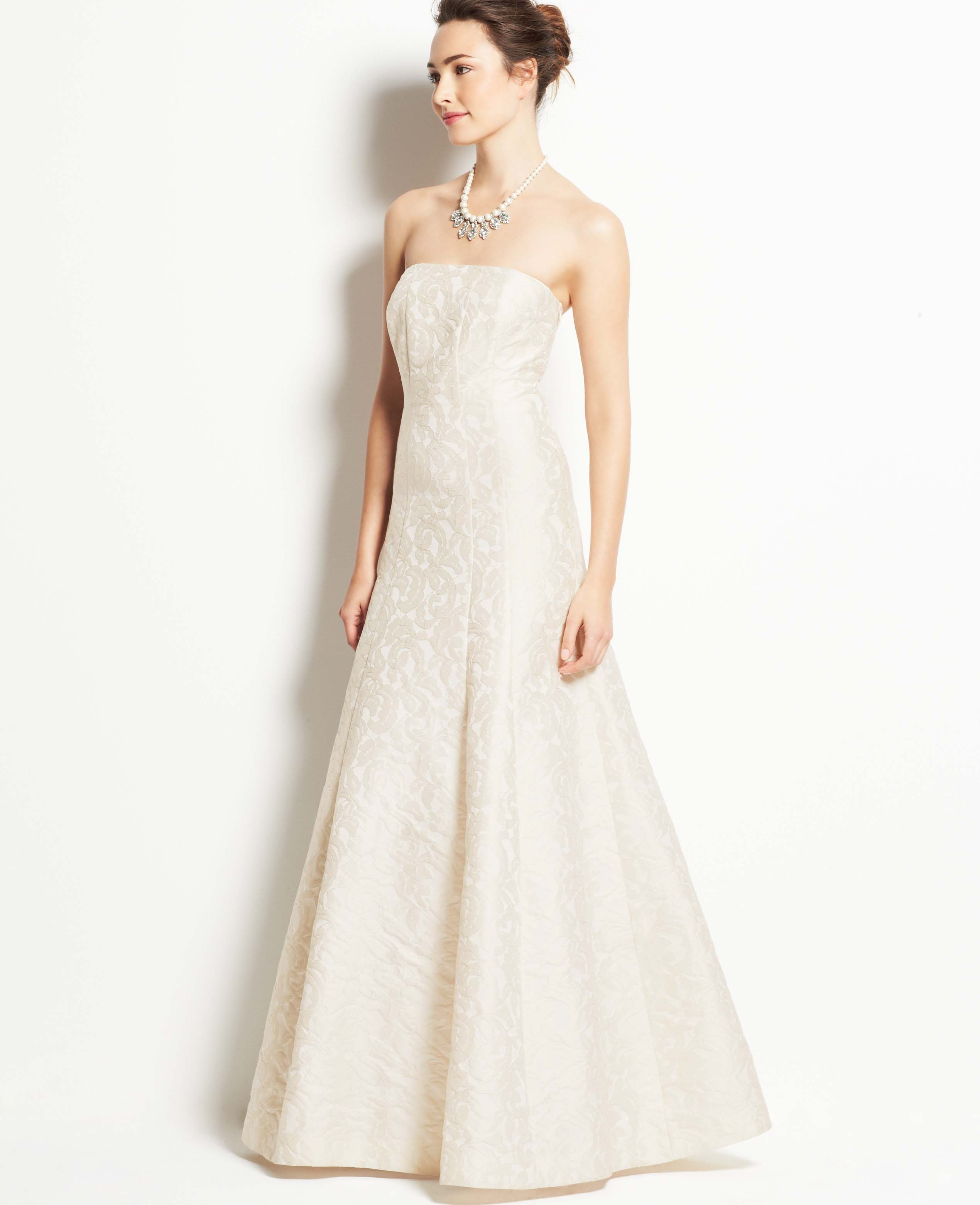 Ann Taylor Synthetic Jacquard Strapless Wedding Dress in White - Lyst