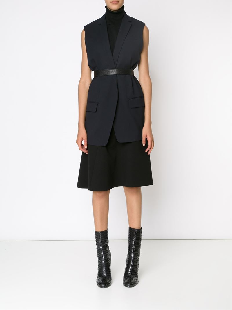 Jil Sander Wool Midi A-line Skirt in Black | Lyst