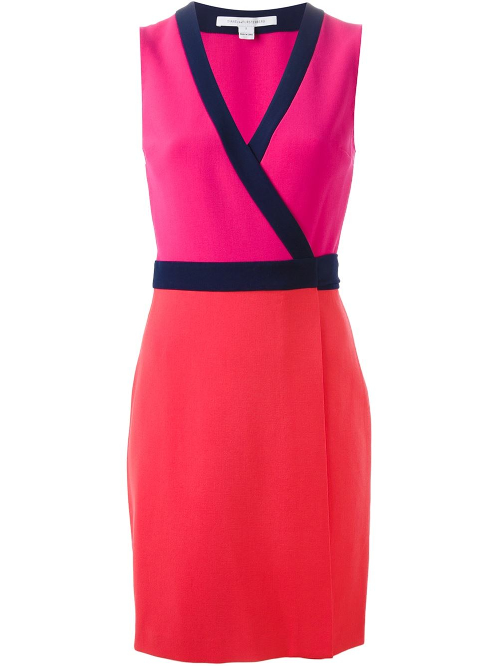 Diane Von Furstenberg Color Block Wrap Dress in Pink (pink & purple) | Lyst
