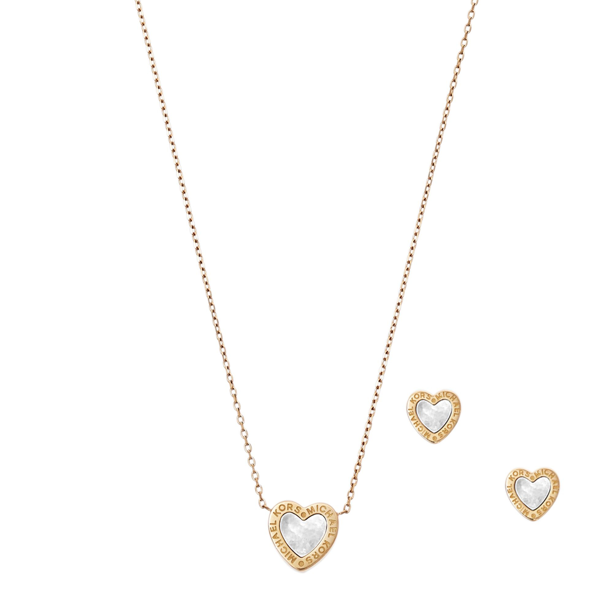 Michael Kors Gold-tone Heart Necklace And Earrings Set in Silver (Metallic)  | Lyst