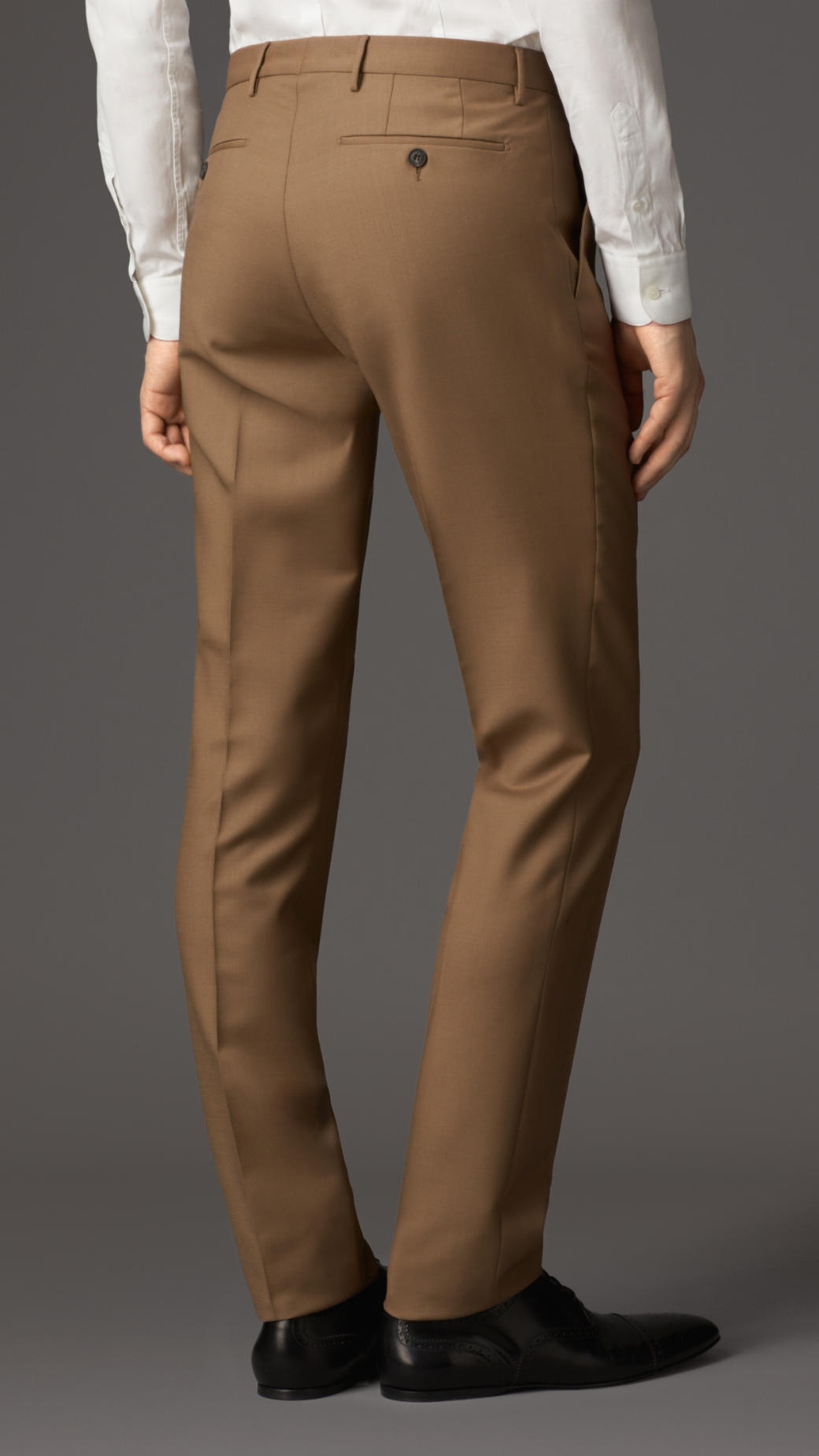 Burberry Slim Fit Wool Mohair Trousers in Dark Camel (Brown) for Men Lyst