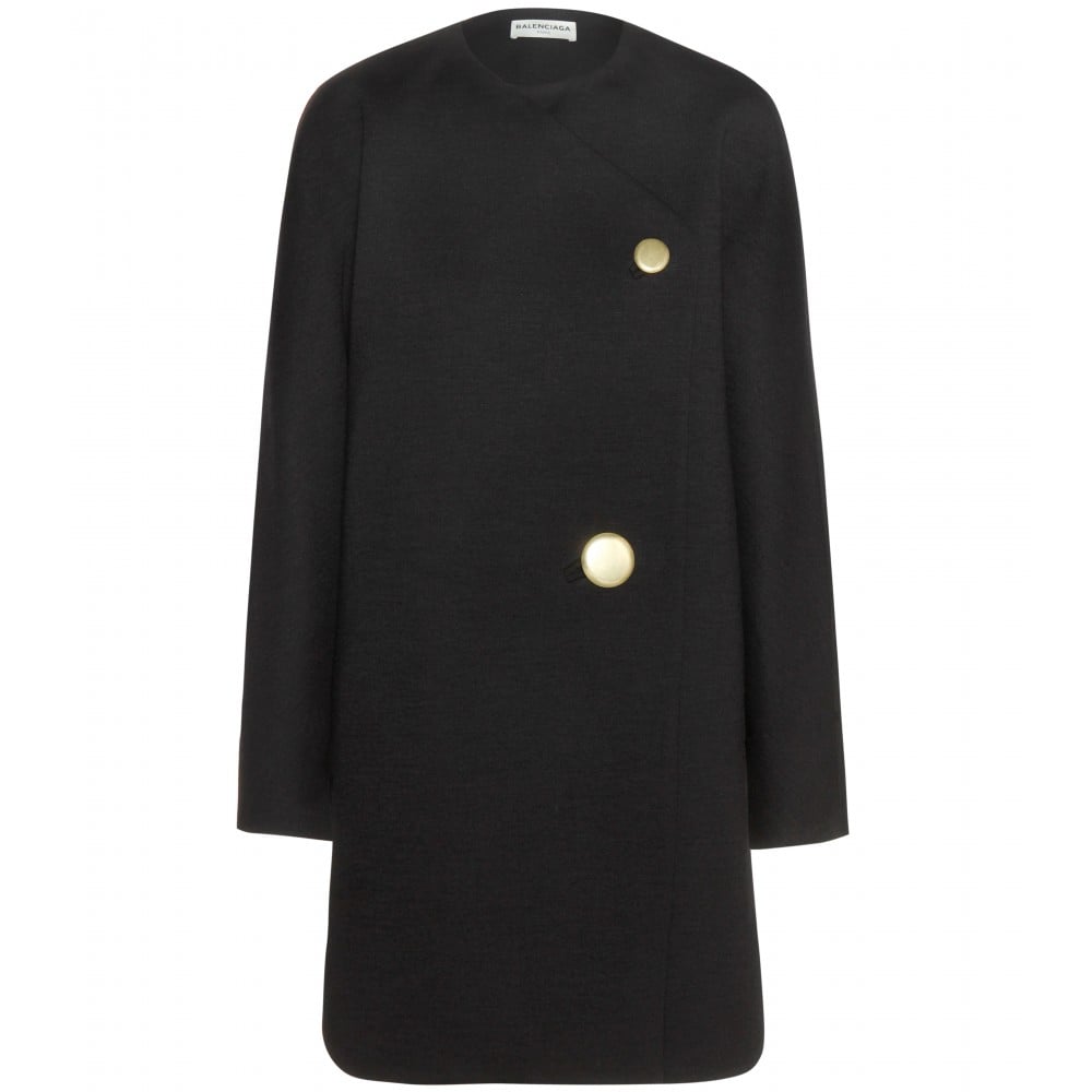 Balenciaga Asymmetric Wool Coat in Black - Lyst