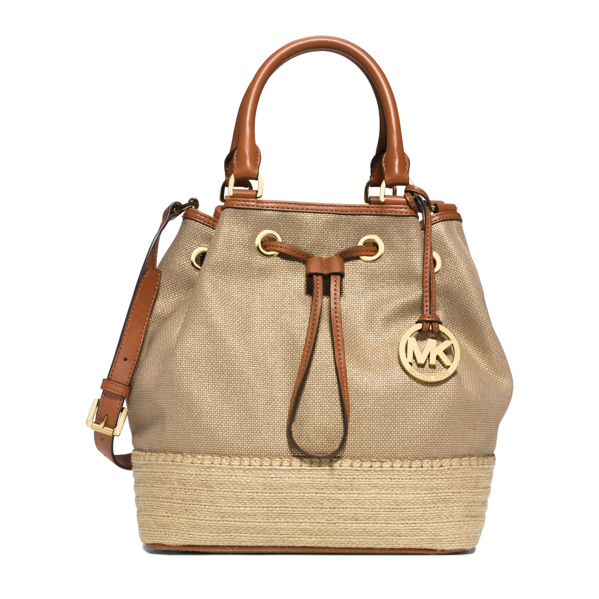 Michael Kors Marina Large Canvas Shoulder Tote in Gold (Metallic) Lyst