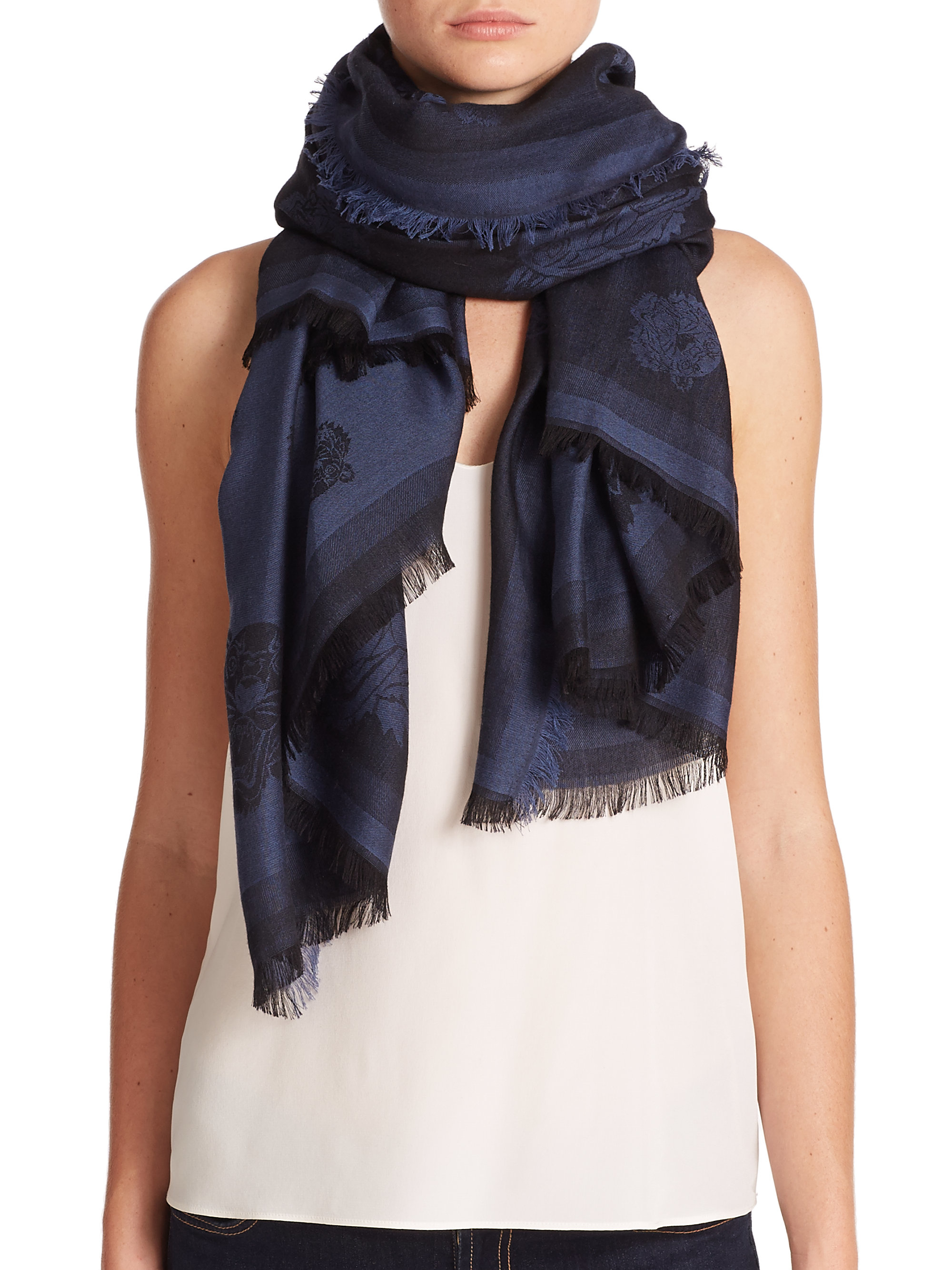 Lyst Kenzo Tiger Cotton & Modal Scarf in Blue