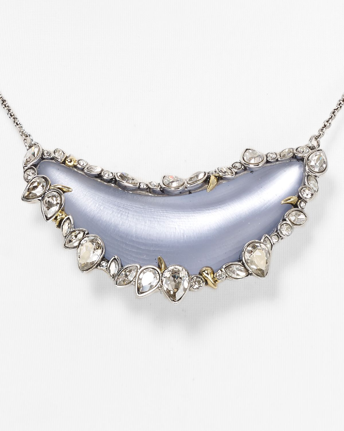 Large Lucite Crescent Pendant Necklace 